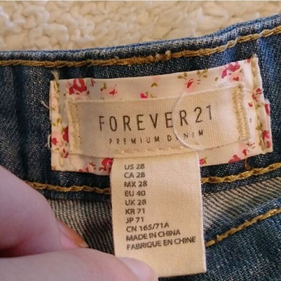 Forever 21 Distressed Patchwork Denim Cuffed Shorts - Picture 3 of 4